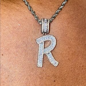 Letter R Bling Necklace